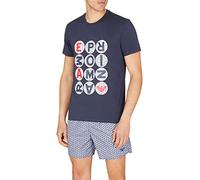 Emporio Armani Men's Micropattern Crew Neck T-Shirt, Navy Blue, M