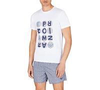 Emporio Armani Men's Micropattern Crew Neck T-Shirt, White, Medium
