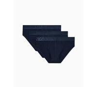 Emporio Armani Men's Shiny Logoband Pack 3-Pack Brief, Blue, M, blau, M