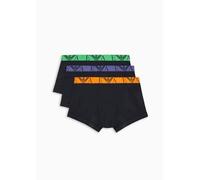 EMPORIO ARMANI Men's Stretch Cotton Bold Monogram 3-Pack Trunk, MARINE/MARINE/MARINE, S