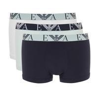 Emporio Armani Herren Stretch Cotton Bold Monogram 3-Pack Trunk, White/Marine/Mint, M (3er Pack)