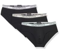 EMPORIO ARMANI Men's Stretch Cotton Core Logoband 3-Pack Brief, BLACK/BLACK/BLACK, S