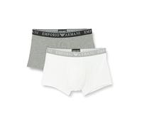 Emporio Armani Men's Stretch Cotton Endurance 2-Pack-Trunk, MEDIUM Melange Grey/White, M