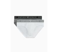 EMPORIO ARMANI Men's Stretch Cotton Endurance 2pack Brief, MEDIUM MELANGE GREY/WHITE, XL