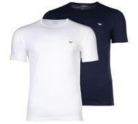 EMPORIO ARMANI Herren T-Shirts, 2er Pack - CORE LOGOBAND, Rundhals, Regular Fit, Stretch Cotton Blau/Weiß / S S Mehrfarbig
