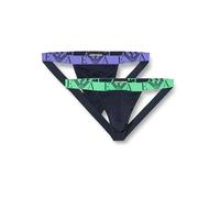 EMPORIO ARMANI Men's (Vuoto) Bold Monogram 2pack Jockstrap, MARINE/MARINE, L