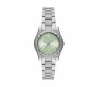 Emporio Armani Watch for Women, Three Hand Quartz Movement and 32mm Case Size with Stainless Steel, Leather or Silicone Strap Grün und Silberton, 32MM
