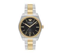 Quarzuhr EMPORIO ARMANI, gelbgoldfarben, edelstahlfarben, schwarz, Armbanduhren, Herren, Quarzuhr, Armbanduhr, Herrenuhr, Edelstahlarmband, analog, Tag (97206807-0) gelbgoldfarben, edelstahlfarben, sc