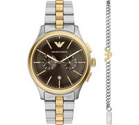 Chronograph EMPORIO ARMANI, gelbgoldfarben, edelstahlfarben, braun, Armbanduhren, Herren, Chronograph, Quarzuhr, Armbanduhr, Herrenuhr, Edelstahlarmband (25881655-0) gelbgoldfarben, edelstahlfarben, b
