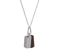 Emporio Armani Halskette EGS3133040 – Edelstahl/Leder, Adler-Logo, silberfarben, Herren