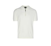Emporio Armani Body Fit Poloshirt mit kurzem Reißverschluss in Offwhite, Größe L