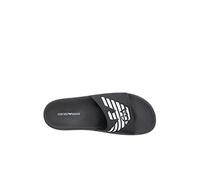 Emporio Armani Sliders Herren Pantoletten Designer-Badeschuhe Sommer Bade-Latschen XN747 XVPS07 D850 Weiß/Schwarz 41