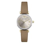Quarzuhr EMPORIO ARMANI, taupe, silberfarben, Armbanduhren, Damen, Quarzuhr, Armbanduhr, Damenuhr, Lederarmband, analog (76511809-0) taupe, silberfarben