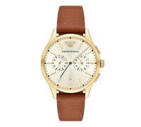 Emporio armani quarz braunem herren uhr mit creme zifferblatt und leder armband one_size Braun