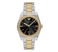 Quarzuhr EMPORIO ARMANI, gelbgoldfarben, edelstahlfarben, schwarz, Armbanduhren, Herren, Quarzuhr, Armbanduhr, Herrenuhr, Edelstahlarmband, analog, Tag (97206807-0) gelbgoldfarben, edelstahlfarben, sc