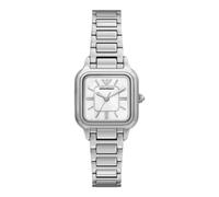 Emporio armani quarz silberfarbenem damen uhr mit weißem zifferblatt und edelstahl armband one_size Silber