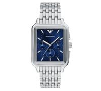 Emporio armani quarz silberfarbenem herren uhr mit blauemzifferblatt und edelstahl armband one_size Silber
