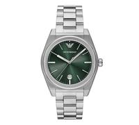 Emporio armani quarz silberfarbenem herren uhr mit grünem zifferblatt und edelstahl armband one_size Silber