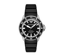 Emporio armani schwarzem herren uhr mit schwarzem zifferblatt und silikon armband one_size Schwarz