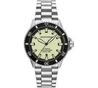 Emporio Armani Watch for Men, Quartz Movement and 42mm Case Size with Stainless Steel, Leather or Silicone Strap Hellgrün und Silberton, 42.5MM