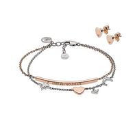 Emporio Armani Damen Silber Station Armband und Ohrringe aus Edelstahl, EG3417221