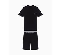 EMPORIO ARMANI Soft Modal Herren-T-Shirt + Shorts, Pyjama, Schwarz, Größe L
