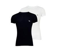 Emporio Armani Soft Touch Bamboo Viskose Crew Neck 2-Pack T-Shirt, Weiß/Marine, Large