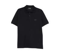 Emporio Armani - Strukturiertes Baumwoll-Poloshirt - - Tops - Herren - Blau - 2XL