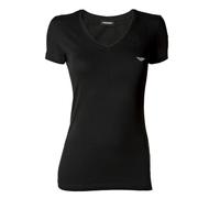EMPORIO ARMANI Damen T-Shirt - V-Neck, Loungewear, Kurzarm, Stretch Cotton Schwarz XL