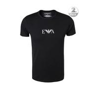 Emporio Armani Herren Essential Monogram 2-pack T-shirt With Crew Neck Schlafanzugoberteil, Black/Black, XL EU