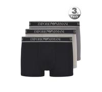 EMPORIO ARMANI Herren Trunks, 3er Pack - CORE LOGOBAND, Shorts, Stretch Cotton Schwarz/Grau M