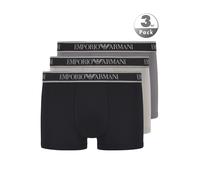 EMPORIO ARMANI Herren Trunks, 3er Pack - CORE LOGOBAND, Shorts, Stretch Cotton Schwarz/Grau L