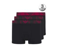 EMPORIO ARMANI Herren Trunks, 3er Pack - BOLD MONOGRAM, Shorts, Stretch Cotton Schwarz/Rot M