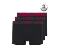 EMPORIO ARMANI Herren Trunks, 3er Pack - BOLD MONOGRAM, Shorts, Stretch Cotton Schwarz/Rot L