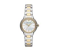 Emporio Armani Uhr für Damen, Dreizeiger Uhrwerk, 32MM Silber Recycled Edelstahl (Mindestens 50%) Gehäuse mit einem Recycled Edelstahl (Mindestens 50%) Armband, AR11524