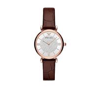 Emporio Armani Uhr für Damen , Zweizeiger Uhrwerk, 32mm Rose Gold Edelstahlgehäuse mit einem Lederarmband, AR11269