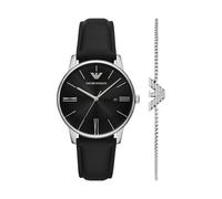 Emporio Armani Herren Analog Quarz Uhr mit Leder Armband AR80079SET