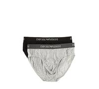 Emporio Armani Underwear Herren 2-Pack Brief Pure Cotton Slip, Black/Melange Grey, S (2er Pack)