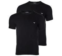 Emporio Armani Underwear Men's 2-Pack Crew Neck Logo T-Shirt, Black/Black, M