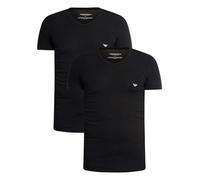 EMPORIO ARMANI Herren T-Shirt 2er Pack - V-Neck, V-Ausschnitt, Halbarm, unifarben, mehrfarbig, S Schwarz