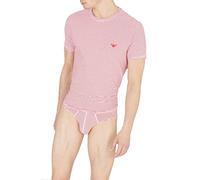 Emporio Armani Underwear T-Shirt Yarn Dyed Stripes, Small Stripe/Fire, S
