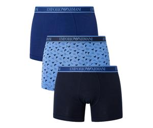 Emporio Armani Unterwäsche Boxershorts Stretch Cotton blau/dunkelblau gemustert Herren - 3 Stück, Größe XL