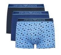 Emporio Armani Unterwäsche Boxershorts Trunk Cotton blau/dunkelblau gemustert Herren - 3 Stück, Größe S