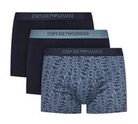 Emporio Armani Unterwäsche Boxershorts Trunk Cotton dunkelblau gemustert Herren - 3 Stück, Größe S