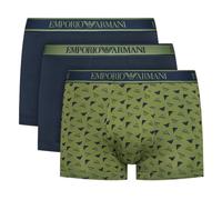Emporio Armani Unterwäsche Boxershorts Trunk Cotton dunkelblau/grün gemustert Herren - 3 Stück, Größe XL