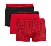 Emporio Armani Unterwäsche Boxershorts Trunk Cotton schwarz/rot gemustert Herren - 3 Stück, Größe M