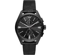 Emporio Armani Watch For Men, 2 sub dial Chronograph Movement and 43mm Case Size with Stainless steel, Leather or Silicone strap Schwarz , 43MM