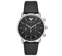 Emporio Armani Watch For Men, 2 sub dial Chronograph Movement and 43mm Case Size with Stainless steel, Leather or Silicone strap Holzkohle und Schwarz , 43MM
