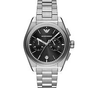 Emporio Armani Watch For Men, 2 sub dial Chronograph Movement and 43mm Case Size with Stainless steel, Leather or Silicone strap Silberton und Dunkelgrau , 43MM