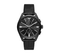 Emporio Armani Watch For Men, 2 sub dial Chronograph Movement and 43mm Case Size with Stainless steel, Leather or Silicone strap Schwarz , 43MM